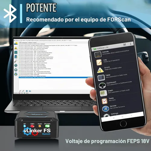 Vista 4 de Vgate vLinker FS Bluetooth OBD2 Herramienta de escaneo de diagnóstico, lector de código de coche OBDII para iOS, Android y Windows