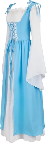 Vista 2 de Zhitunemi Renaissance Costumes for Women Dress Fairy Gothic Gown Chemise Peasant Dress Medieval Costume