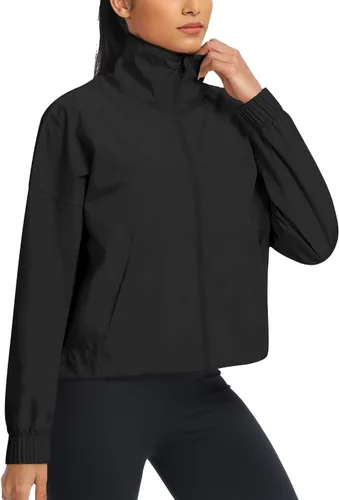 Vista 3 de AVGO Chaquetas deportivas cortas ligeras para mujer, con protección solar, rompevientos impermeables con cremallera
