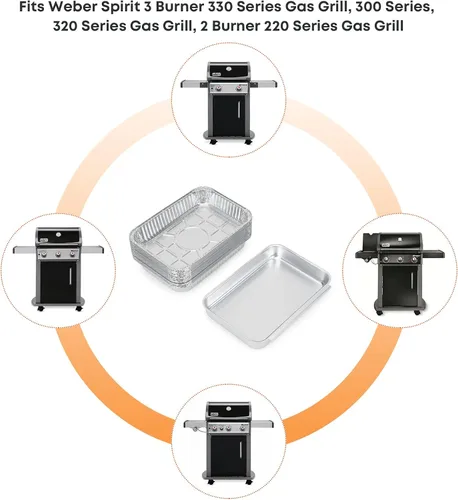 Vista 2 de Stanbroil 93305 Bandeja de captura para Weber Genesis II 3 quemadores y Spirit 2/3 quemadores, bandeja de grasa con 15 revestimientos de aluminio
