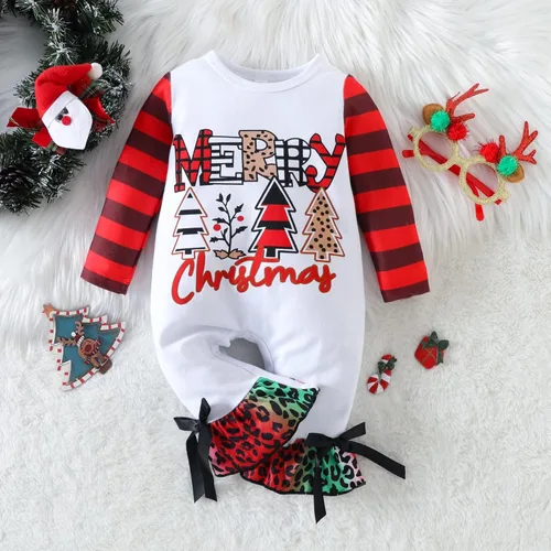 Vista 3 de Mameluco de Navidad de manga larga con volantes para niñas