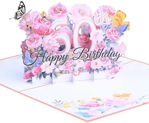 Vista 8 de Tarjeta desplegable de cumpleaños número 18, tarjeta de felicitación de flores 3D para mujer Tarjeta de cumpleaños número 18