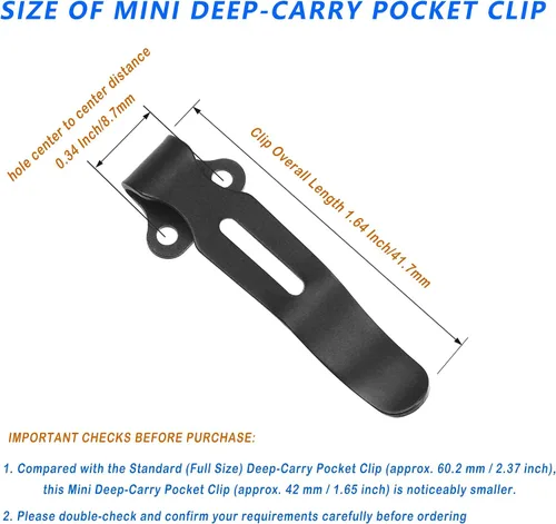 Vista 4 de Juego de Clips de Bolsillo Mini de Acero Inoxidable para Transporte Profundo - 1.64 pulgadas o 41.7 mm Tamaño Mini Compatible con Benchmade Bugout