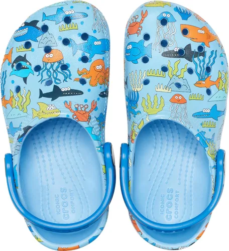Vista 4 de Zuecos Crocs clásicos con diseño de teñido anudado marmoleado (para niños)