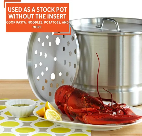 Vista 6 de IMUSA - Juego de vaporera de aluminio de dos piezas, 28Qt y 10Qt, plateado