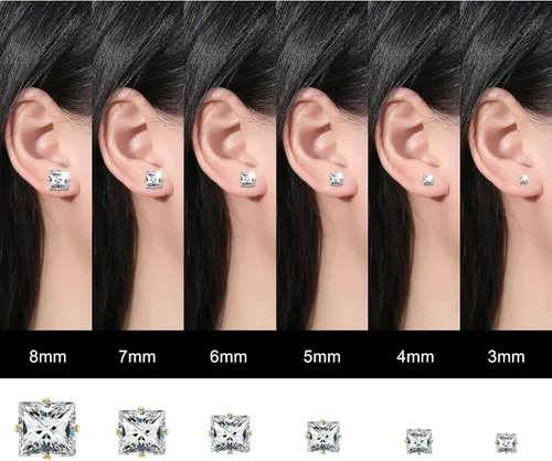 Vista 6 de Stud Earrings Set LUCKYPADS 12 Pairs Stud Earrings for Women Hypoallergenic Stainless Steel Stud Earrings Pack Men Earrings Stud with Cubic Zirconia
