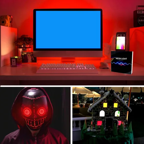 Vista 7 de El Panel de luz – 2 piezas 3.9 x 3.9 in DIY Electroluminiscente Cuttable Máscara Iluminación de Ojos DIY Cosplay Fiesta Decoración Rojo