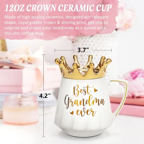 Vista 4 de Regalos para abuela Regalos de Navidad para abuela de nietos nietas, la mejor abuela de siempre Taza de café cerámica de abuela Taza de té de 12