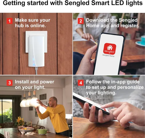 Vista 16 de Sengled Smart Home Hub Z01-hub, bombillas inteligentes Zigbee Smart Products usadas, compatibles con Alexa, Google Assistance, blanco, 1 paquete