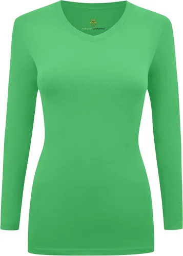Vista 27 de Natural Uniforms - Camiseta de manga larga con cuello en V para mujer, para usar debajo de la ropa quirúrgica Aguamarina