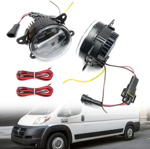 Vista 2 de Conjunto de lámpara antiniebla LED de repuesto para Ram Promaster 1500 2500 3500 2014-2023 Switchback ámbar blanco DRL Lámparas de conducción