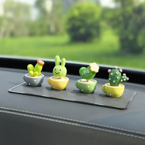 Vista 7 de Wakauto Juego de decoración de tablero de instrumentos de automóvil, mini figuritas de resina en maceta, estatua con paspartú, adorno para tablero