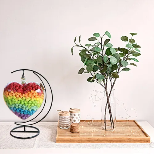 Vista 8 de Tofficu Botella de cristal con forma de corazón de corcho, botella de deseos de plantas, botella de escritorio, jarrón hidropónico para plantas
