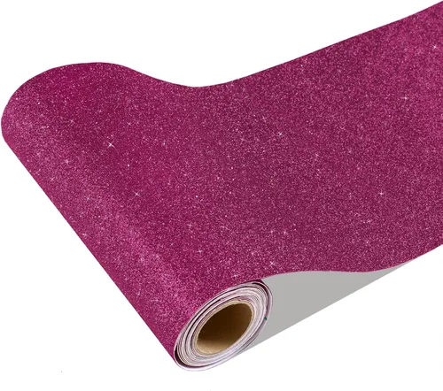 Vista 11 de CRE8TIVE Papel tapiz marrón oscuro con purpurina, borde de pared para despegar y pegar, 8 x 80 pulgadas, papel tapiz de tela brillante, extraíble