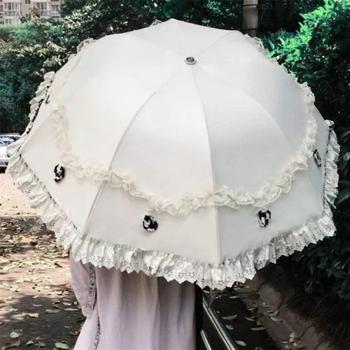Vista 54 de Honeystore Paraguas plegable a prueba de rayos ultravioleta Princess Lace Parasol con cúpula anti-UV