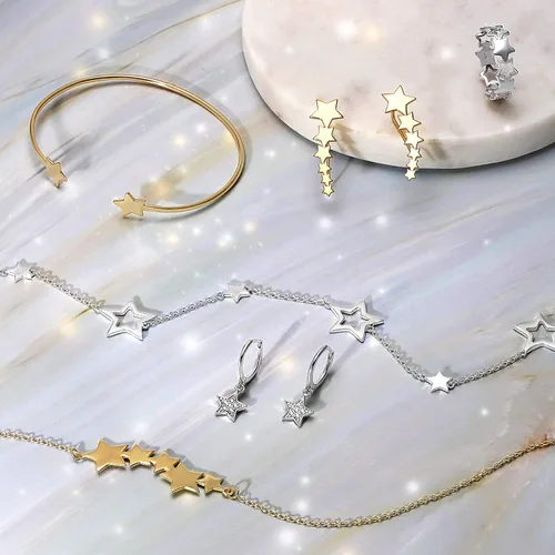 Vista 7 de American USA Patriotic Celestial Rock Super Stars Chain Long Linear Dangle Earrings Charm Circle Thin Big Star Hoop Earrings For Women Teen .925