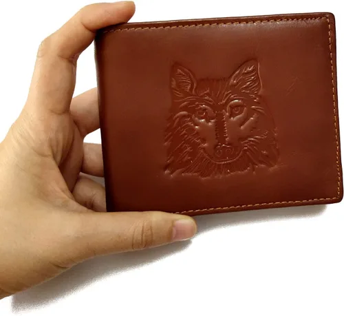 Vista 15 de Hombres Cool Eagle Wolf Caballo Totem Cuero Vaca Vertical Cartera Cremallera Multi-tarjeta Titular, Tótem de caballo, Minimalista