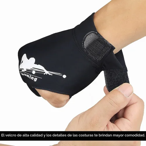 Vista 4 de Billiard Pool Glove for Left Hand, 3-Finger Cue Glove for Men Smooth Stroke Mano izquierda negra.