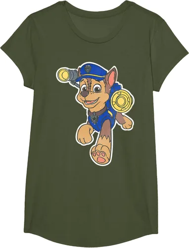Vista 108 de Paw Patrol Chase Character Patch - Camiseta negra de manga corta con cuello redondo y ajuste clásico, talla S Negro