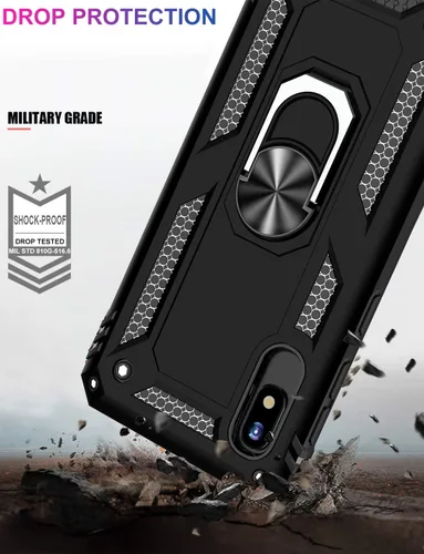Vista 3 de IKAZZ Funda para Galaxy A10e con protector de pantalla, grado militar, a prueba de golpes, resistente, pasa prueba de caída de 16 pies con soporte