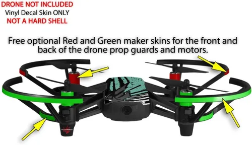 Vista 3 de Skin Decal Wrap 2 Pack para DJI Ryze Tello Drone Baja 0040 Seafoam Green Drone no incluido