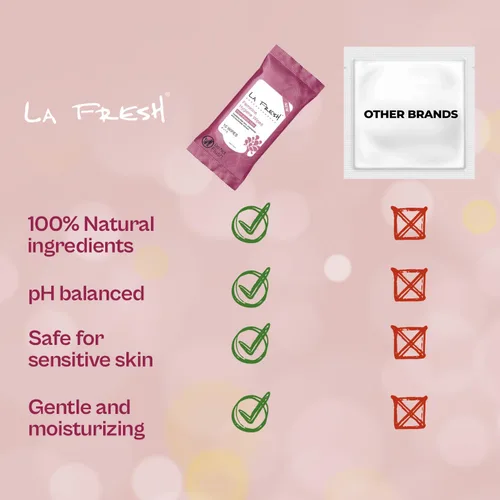 Vista 4 de LA Fresh Toallitas de higiene femenina para mujer, tamaño de viaje, paquete de 3 (30 unidades) Aloe Vera, Chamomile, Cucumber & Vitamin E Infused