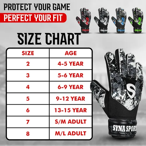 Vista 6 de Guantes de portero de fútbol para niños y jóvenes, guantes de portero de fútbol de 0.157 pulgadas (0.157 in), antideslizantes, resistentes, palma
