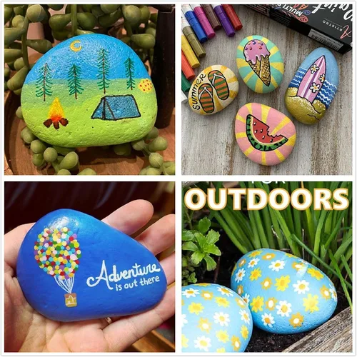 Vista 7 de lifetop 50 rocas de pintura, rocas naturales para bricolaje, rocas planas y suaves para artes, manualidades, decoración, rocas medianas y pequeñas