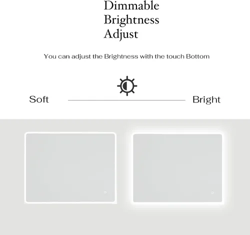 Vista 6 de Espejo rectangular grande de 36 x 28 pulgadas para montaje en pared, antiempañamiento, para baño, tocador de baño