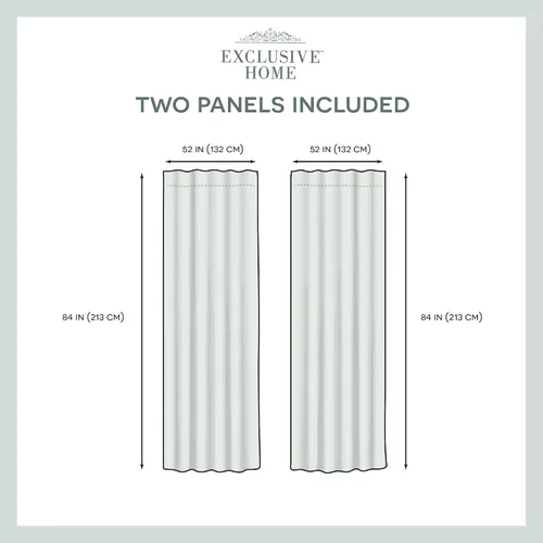 Vista 6 de Exclusive Home Zeus - Par de paneles de cortinas opacas de jacquard con textura sólida, pestañas ocultas y bolsillo para barra, 52 x 84 pulgadas