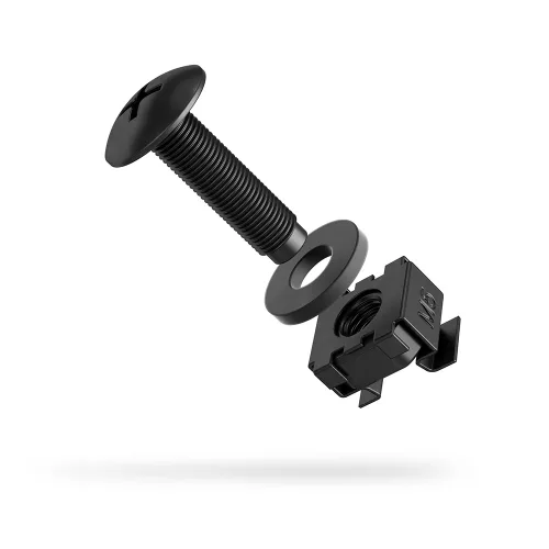 Vista 2 de AC Infinity Tornillos para rack de acero al carbono M5, arandelas de nailon y tuercas jaulas. Juego de 50 piezas para bastidores de servidores