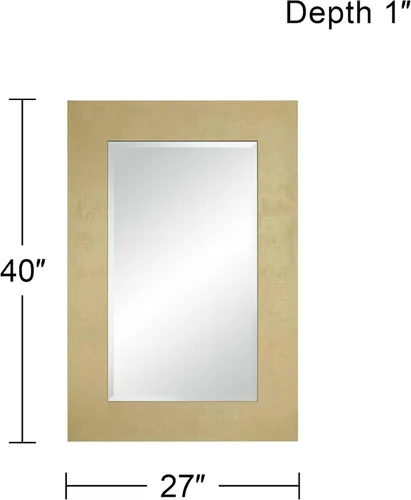 Vista 4 de Noble Park Jeneva - Espejo de pared rectangular decorativo de vidrio biselado moderno con marco de madera de hoja dorada brillante, 27 pulgadas