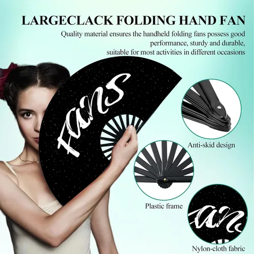 Vista 3 de Ventilador de mano plegable para concierto, ventiladores de clack para baile de línea, abanicos de mano de baile de línea, ventilador de mano