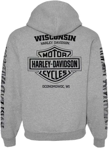 Vista 2 de Harley-Davidson Sudadera con capucha para hombre, Willie G Skull, sudadera con capucha gris 30296654