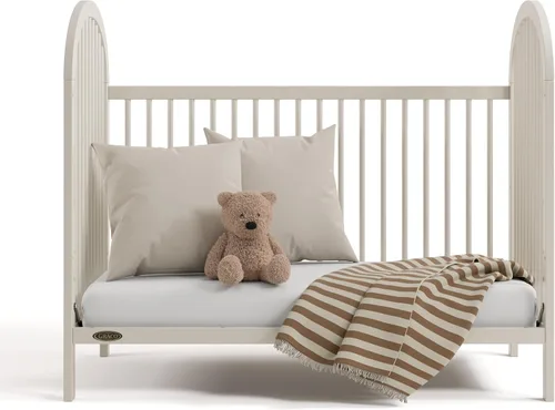 Vista 10 de Graco Cuna convertible Olivia (avena helada) – Certificado GREENGUARD Gold, 100% madera maciza, se adapta a colchón de cuna estándar, cuna de bebé