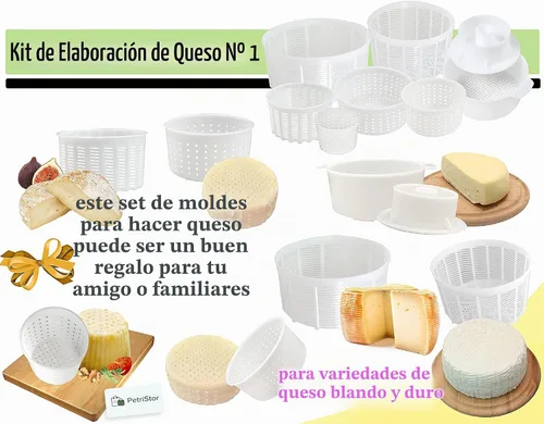 Vista 9 de PetriStor Kit de 7 piezas para hacer quesos para principiantes №1 – Moldes de queso suave + molde de queso con un pistón seguidor – Suministros