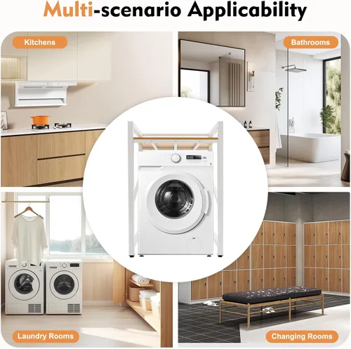 Vista 7 de Soporte apilable para lavadora y secadora, estante resistente para lavadora con diseño ajustable, capacidad de carga de 660 libras, estante