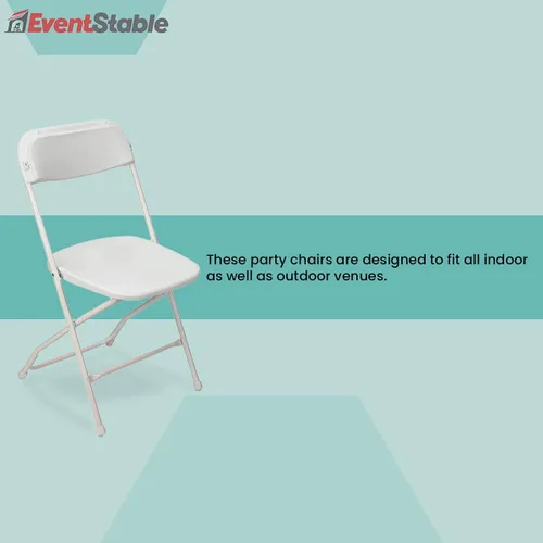 Vista 7 de EventStable TitanPRO Silla plegable de plástico blanco, silla plegable ligera para exteriores, sillas de patio duraderas, juego de sillas