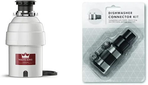 Vista 8 de Waste King L-1001 Triturador de basura con cable de alimentación, 1/2 HP y triturador de basura L-111 con cable de alimentación, 1/3 HP, gris