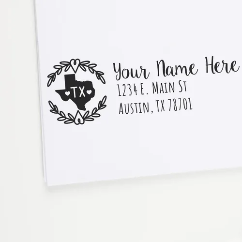Vista 51 de State of Alabama Wreath Duo Hand Address Stamp - Personalized Rubber Stamp Montaje manual Duo
