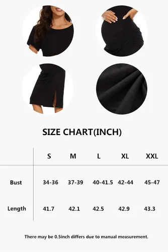 Vista 5 de Smallshow Vestido de maternidad dividido para mujer, manga corta, fruncido, ropa de embarazo