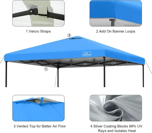Vista 36 de KAMPKEEPER Cubierta de Repuesto Superior para Carpa Toldo Emergente con Ventilación de Aire y Correa Elástica Ajustable, Poliéster Resistente a Azul