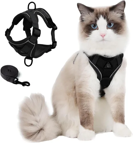 Vista 9 de Skmeditec Juego de arnés y correa para gato: chaleco a prueba de fugas mejorado con correa para gatos grandes, perros pequeños y cachorros, chaqueta