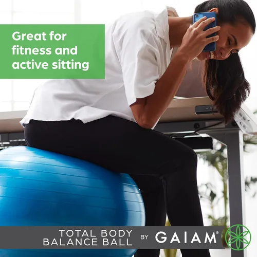 Vista 5 de Gaiam Pelota de equilibrio para todo el cuerpo de yoga, antiestallido con bomba de aire para silla de casa, oficina y fitness - Varios tamaños