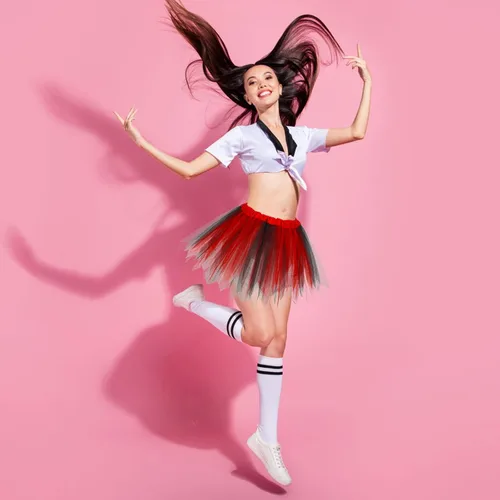 Vista 3 de Lusofie Falda tutú para mujeres adultas, clásica, elástica, de 3 capas, tutú de tul, faldas de ballet, faldas de baile de princesa (rojo y negro)