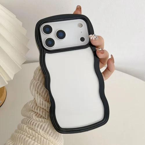 Vista 30 de QLTYPRI Funda compatible con iPhone 7/8/SE, bonita funda transparente con marco ondulado rizado para niñas y mujeres, funda protectora de TPU