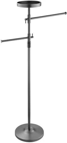 Vista 4 de Toallero de baño independiente sin perforaciones, estante de almacenamiento junto a la bañera, de acero inoxidable, soporte para toallas, color negro