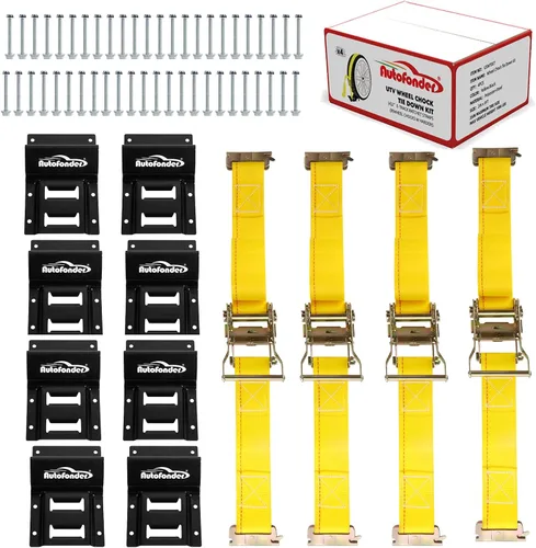 Vista 8 de Kit de amarre para rueda (4 unidades, 4500 libras), resistencia a la rotura 2Pack 2in x 9ft Heavy Duty Trailer Tire Ratchet Straps E Track