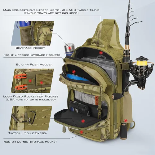 Vista 4 de KastKing BlowBak - Bolsa táctica para aparejos de pesca, mochila de pesca ligera, almacenamiento para equipo y equipo, regalo para hombres