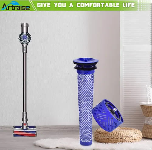 Vista 7 de Artraise Filtro de vacío de repuesto para aspiradora Dyson V6 inalámbrica/aspiradora absoluta V6, paquete de 2 filtros HEPA post y 2 prefiltros